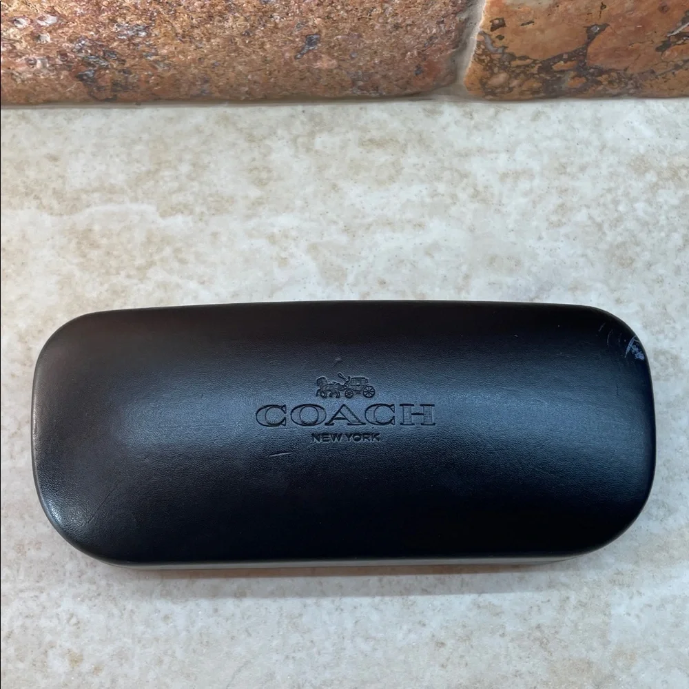 Coach Black Hard Case Eyeglasses Leather Look Logo Sunglasses Eyewear